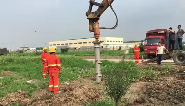 5G telecom tower foundation piling with hydraulic pile driver